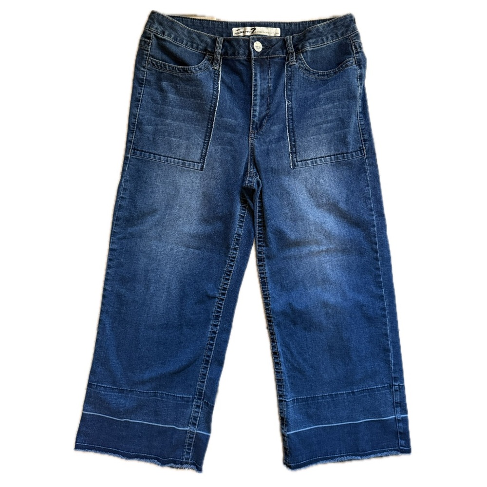 Seven7 Released Hem Gaucho Jeans Dark Wash Size 14
